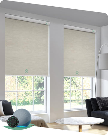 Motorized Blinds with Remote, Blackout Jacquard Coffee