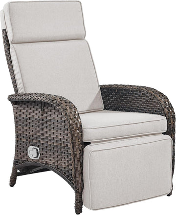 Versatile Outdoor Recliner Chair - Reclining Patio Chair with Adjustable Backrest and Footrest, All-Weather Wicker