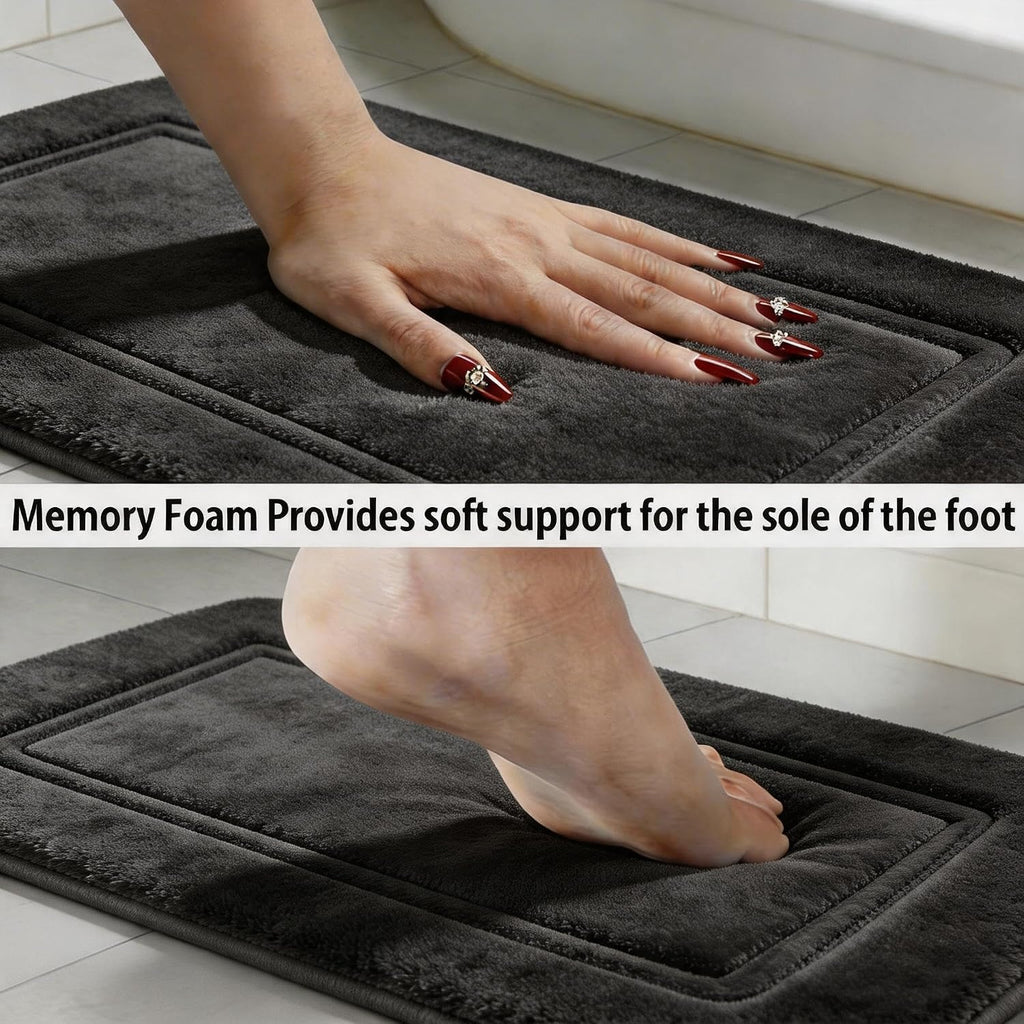 Bathroom Rugs Set 3 Piece Memory Foam Bath Mats Non-Slip Bath Rug Set ,Washable Bathroom Mats,Absorbent Shaggy Rug