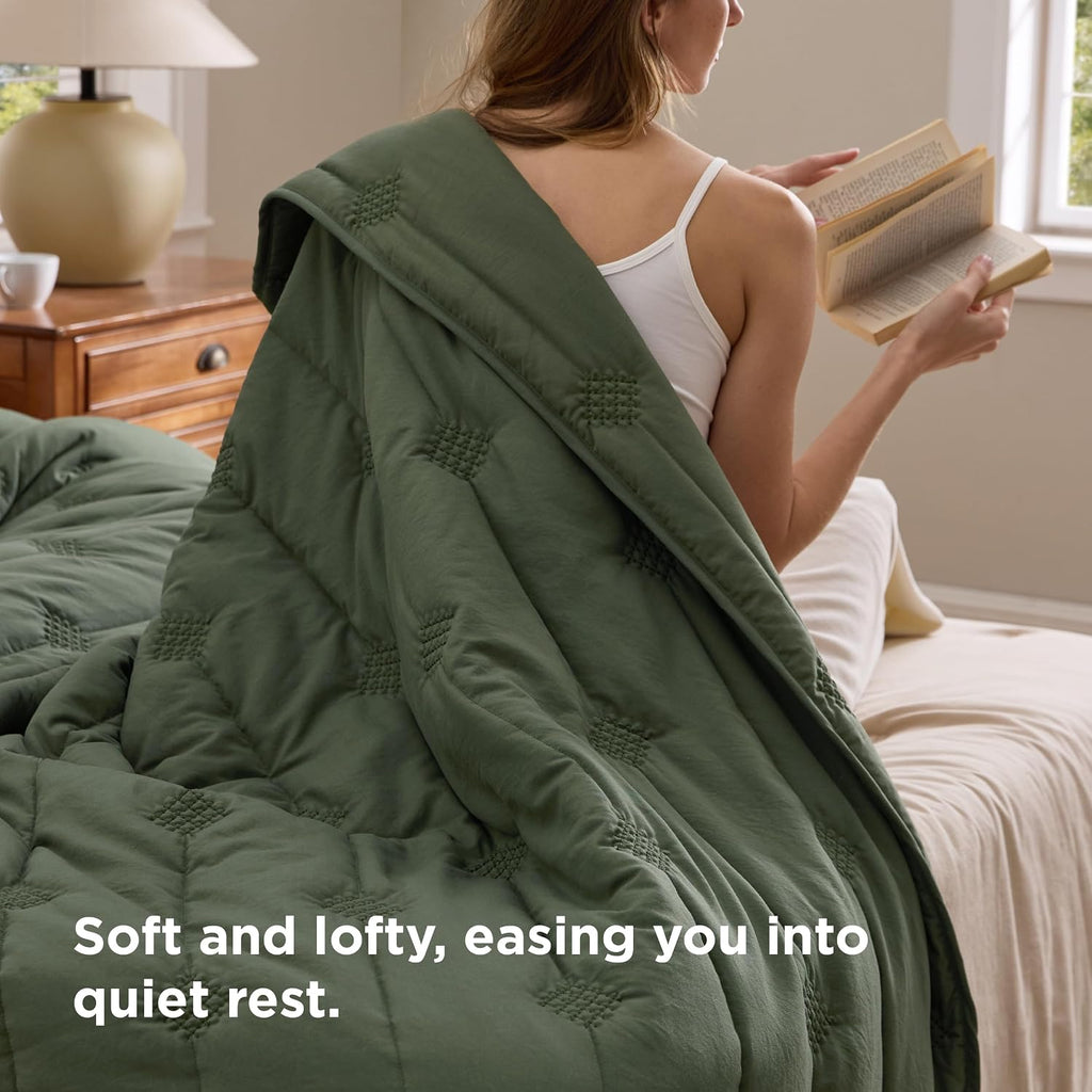 Queen Quilt - Prewashed Extra Soft Cotton-Like Polyester Quilts Queen, Lightweight Comforter, Includes 1 Quilt 90x96