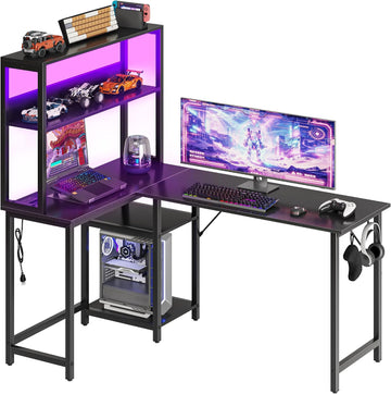 53" L Shaped Gaming Desk Reversible Corner Desk
