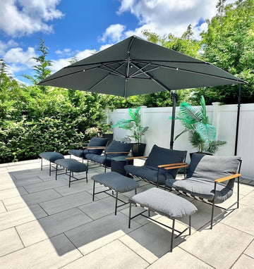 9' X 11.5' Patio Umbrella Outdoor Cantilever Rectangle Umbrella Aluminum Offset Umbrella with 360-degree Rotation Pool -