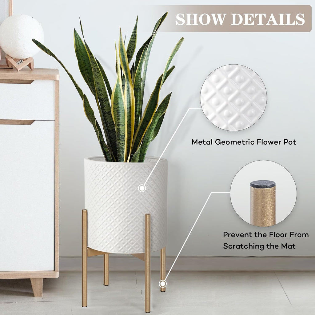 Planters for Indoor Plants Set of 2 Modern Metal Planter with Stand | Outdoor Decorative Planter Pots , Garden