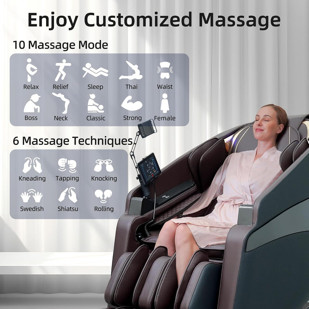 4D Massage Chairs Full Body Recliner with Heat Zero Gravity EX- SL Track Shiatsu Massage Chair with AI Voice, 7"