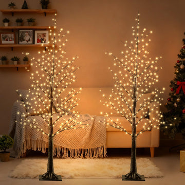 Set of 2-4 FT Lighted Birch Tree with 500 Warm White LEDs Christmas Tree