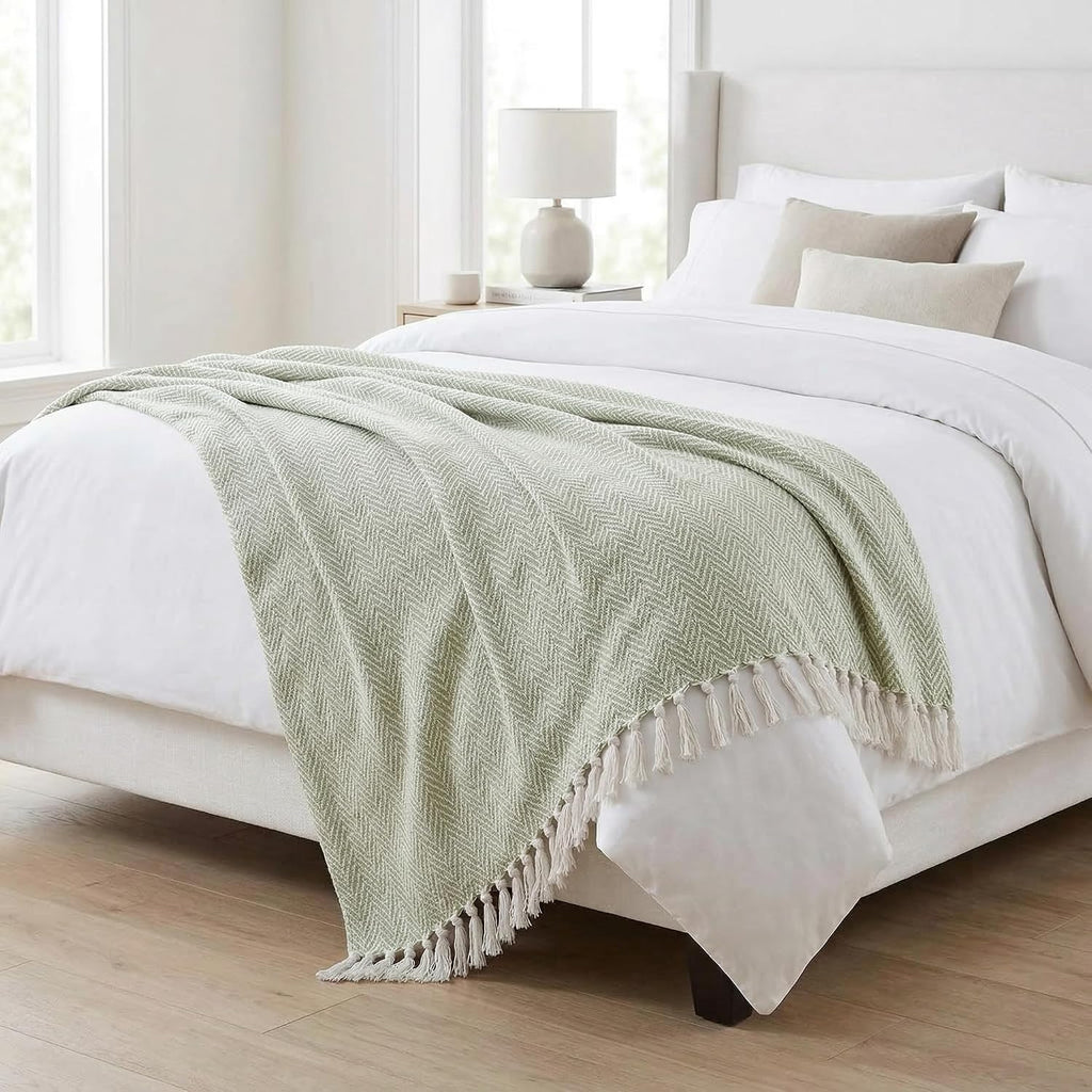 50x60 Throw Blanket - Soft and Breathable Cotton Throw Blanket, Chair - Decorative Blankets