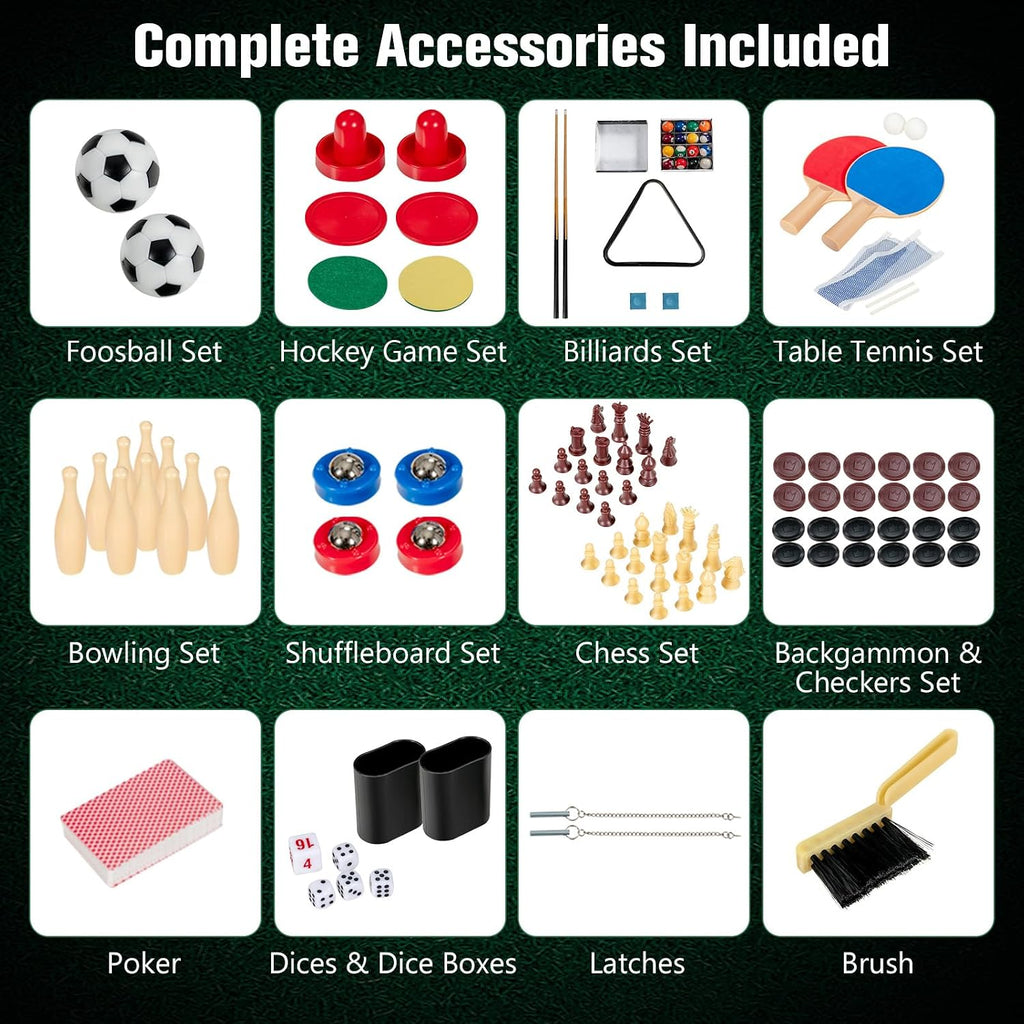 Multi Game Table, 10 in 1 Board Gaming Table with Ping Pong, Foosball, Air Hockey, Billiards, Card, Chess, Checkers