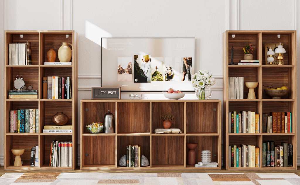 8-Cube Storage Organizer, Reversible Cube Bookshelf, Oak Brown