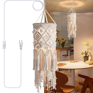 Boho Hanging Lamp, Plug in Hanging Light with Plug in Cord(9.8FT)