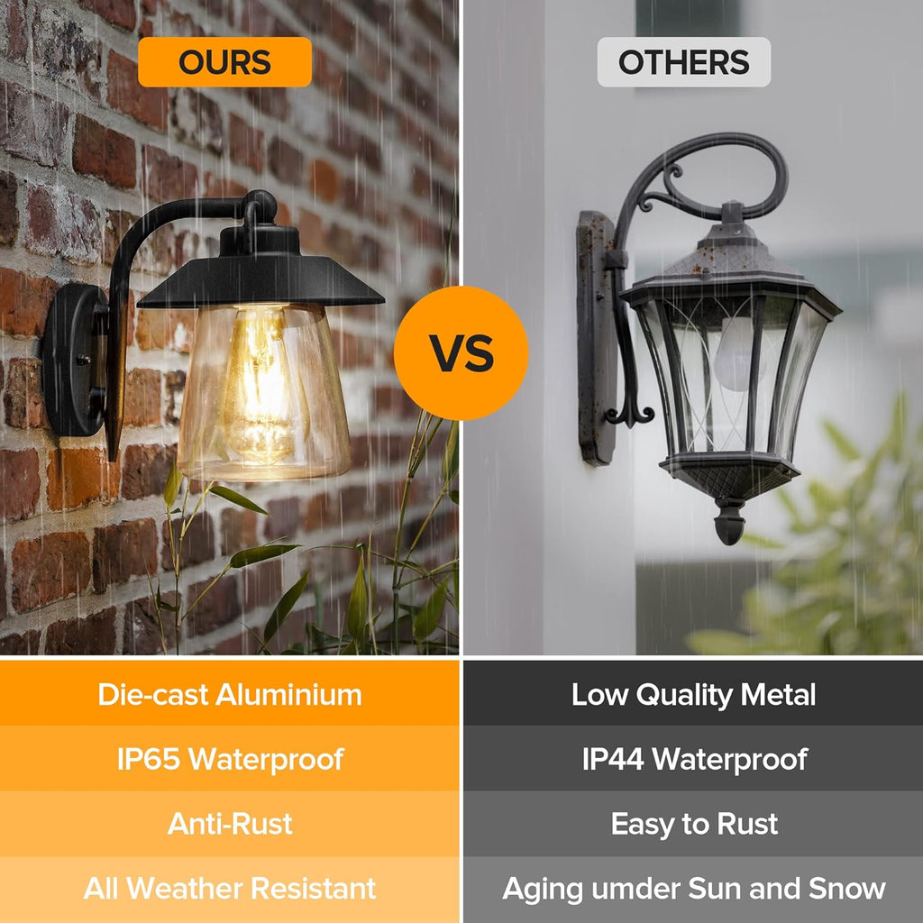 Outdoor Indoor Wall Lantern, Farmhouse Barn Wall Sconce Lighting Fixture,Matte Black Finish Anti-Rust Wall Mount Light
