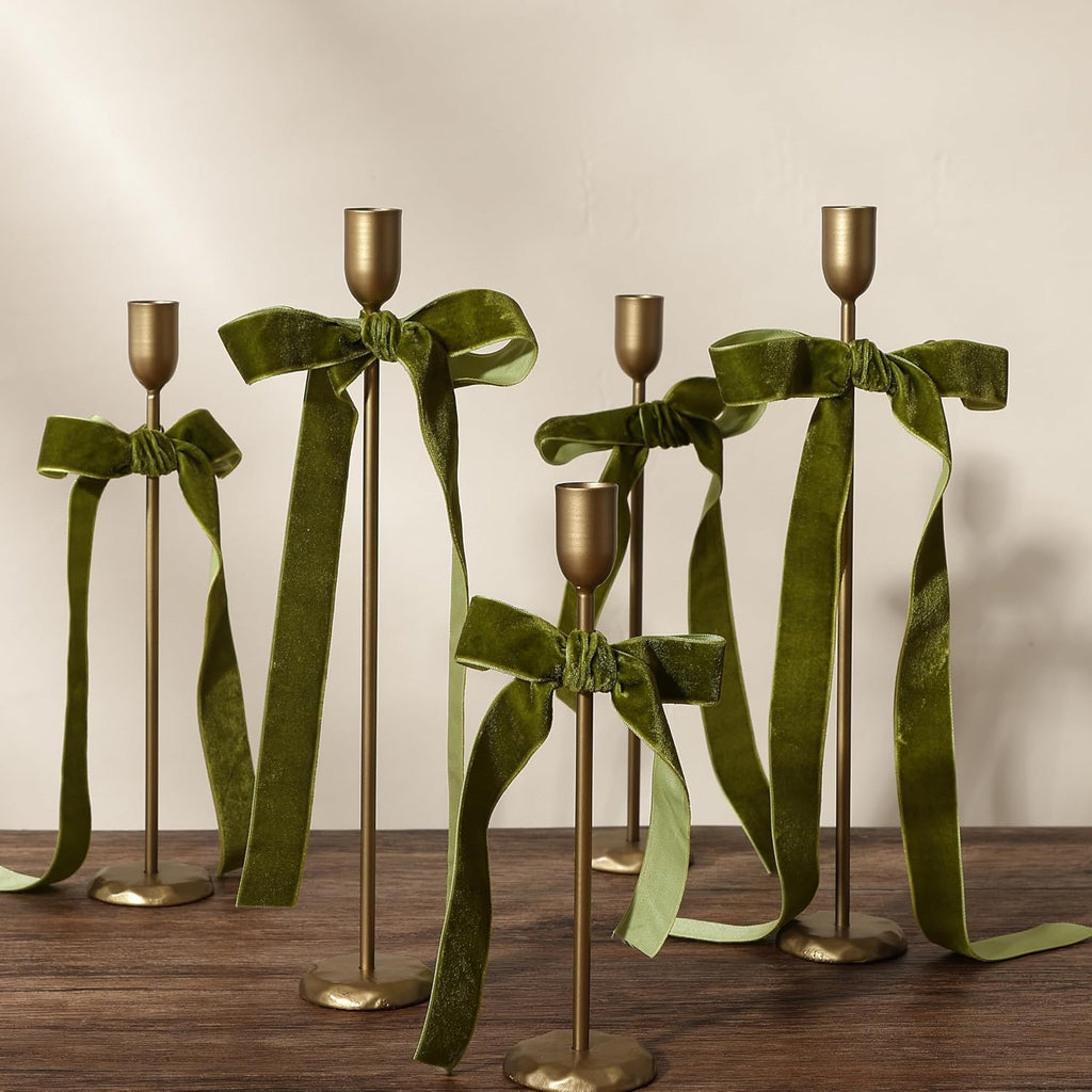 Brass Candlestick Holders Set of 6 - Antique Gold Iron Candle Holders for Christmas, Birthday, Wedding, Party, Dining