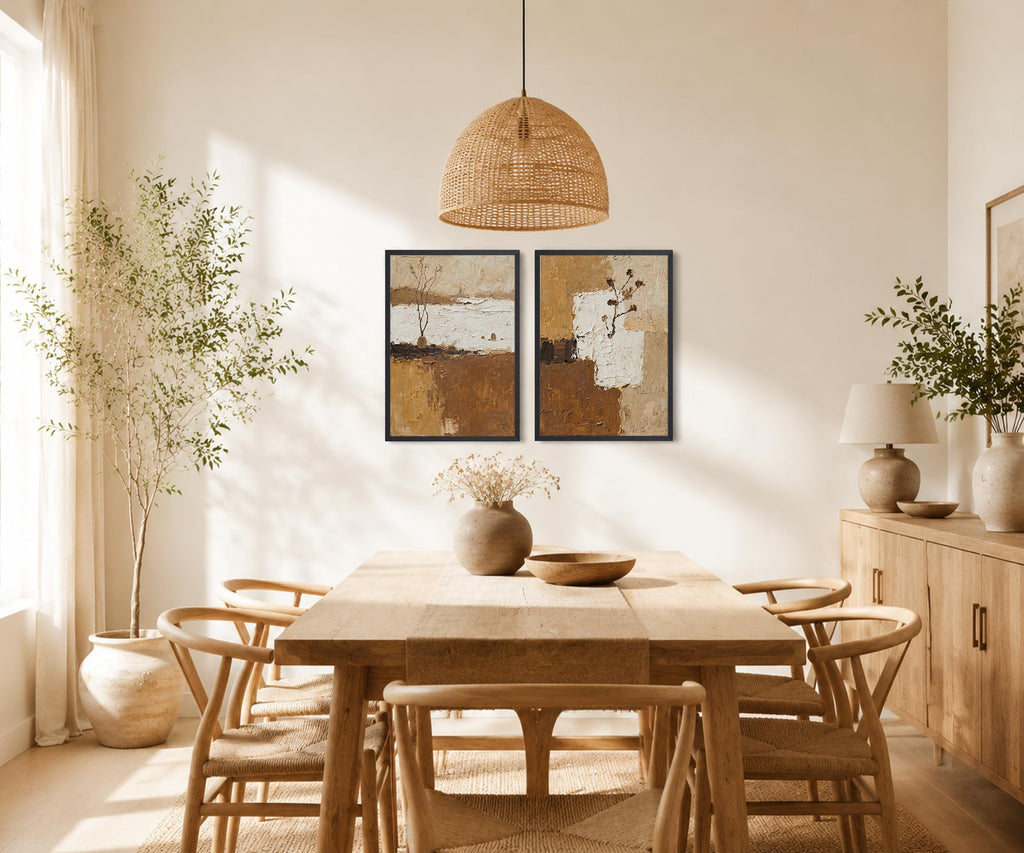 Rustic Brown Abstract Wall Art Vintage Earth Tone Landspace Canvas Print