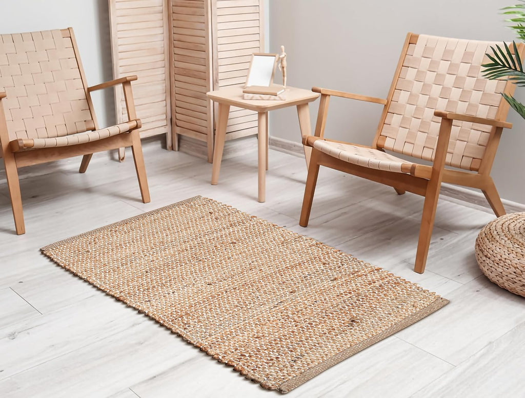 Jute Braided Boho Rug - Natural, 2x3 ft