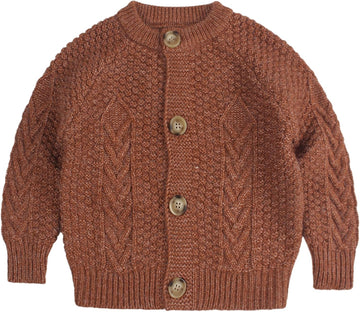 Toddler Girl Cardigan Sweater Cable Knit Long Sleeve Chunky Crochet