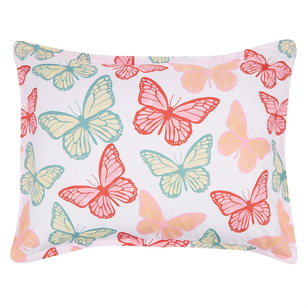 Kid's Soft, Easy Care Microfiber Bed-in-a-Bag 5-Piece Bedding Set, Twin, Butterfly Friends