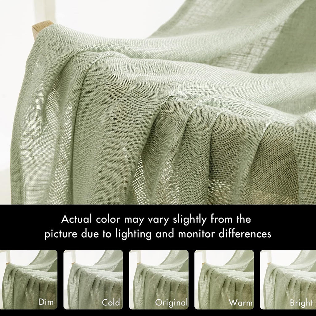 Spring Linen Textured Kitchen Window Curtains over Sink Semi Sheer Farmhouse Small Curtains for Cafe