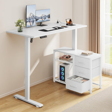 47.2 Inch L Shaped Desk, Electric Standing Desks with 3 Drawers
