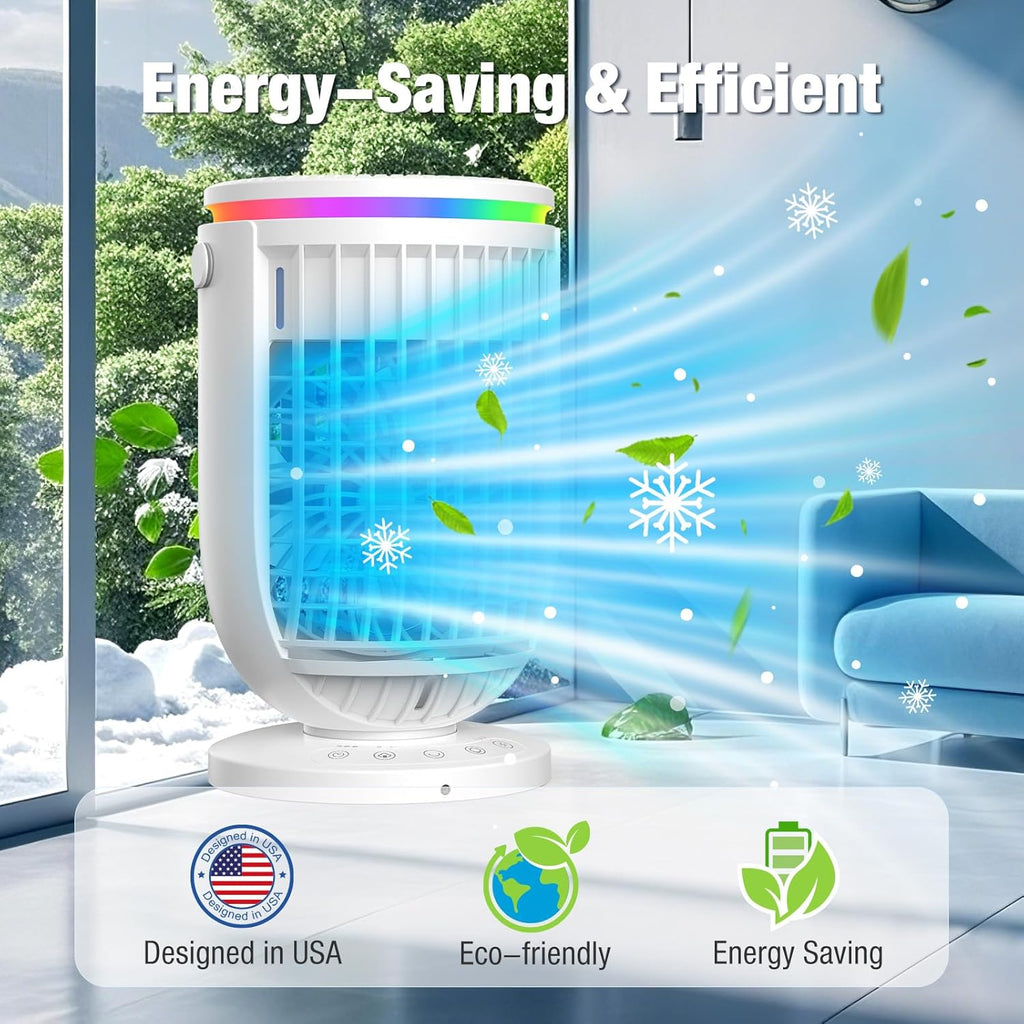 AI Portable Air Conditioners Fan with 120° Rotating Function,Evaporative Mini Room Air Conditioners