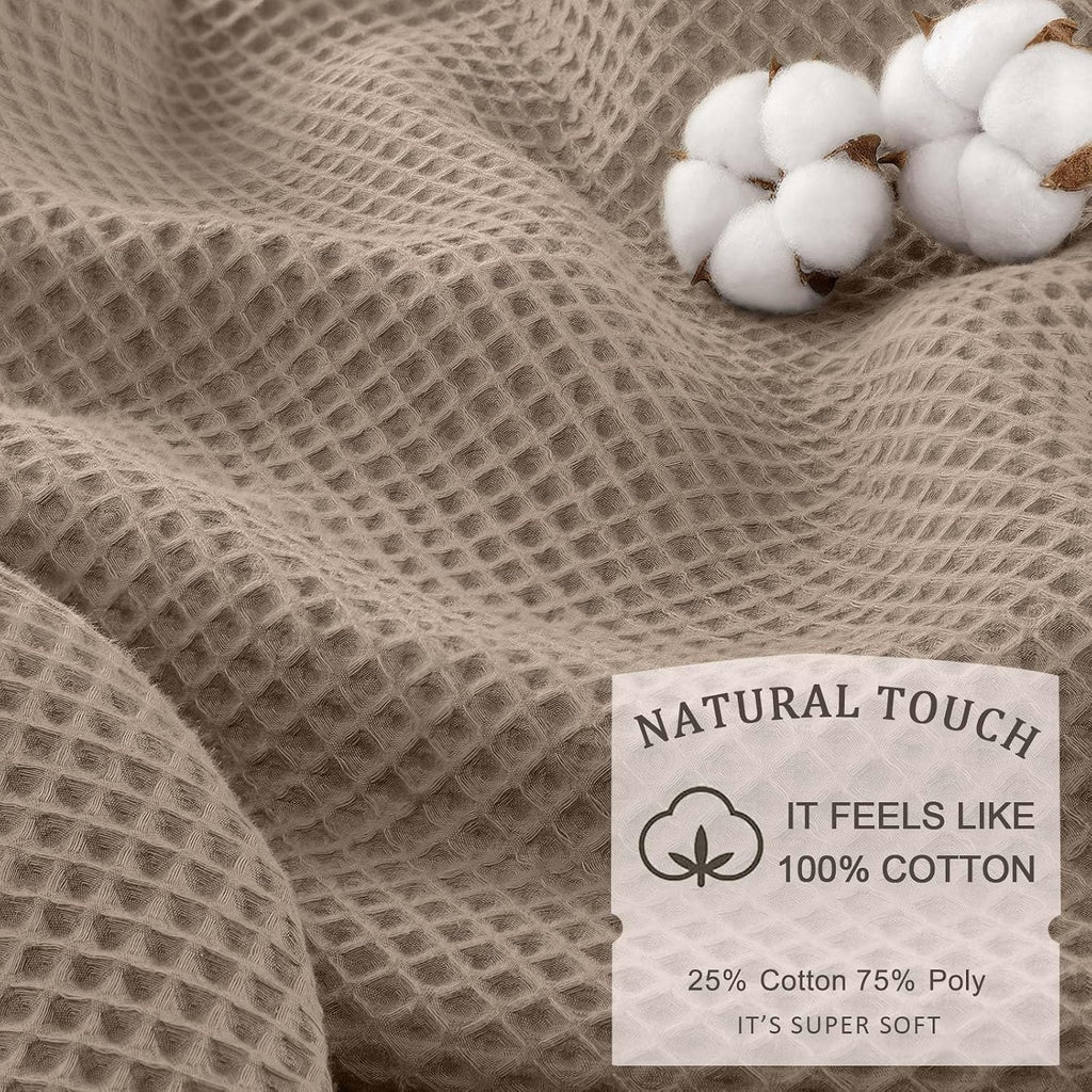 Waffle Weave Shower Curtain - Beige Cotton Fabric Texture Heavyweight Shower Curtain ,Washable,72Wx72L