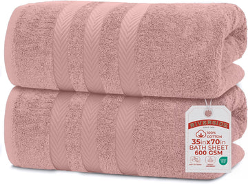 Pack of 2 Extra Large Bath Sheets 35 x 70 Inches, 100% Ring Spun Cotton, Hotel Quality, Oversized Bath Towels, Super
