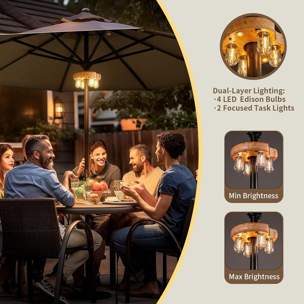 Wood Grain Patio Umbrella Light with Remote Control