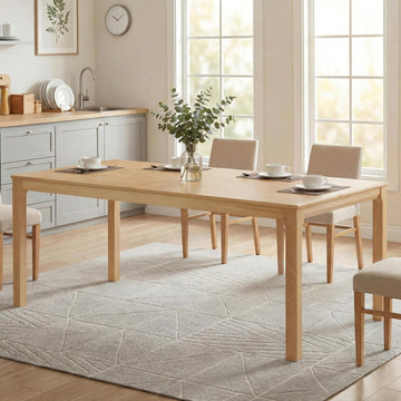 Ace 70.28'L Solid Wood Dining Table for 6-8 People, Rubber Wood Dining Room Table, Minimalist Modern Rectangular