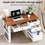 47" Home Office Desks, Executive Desk, Farmhouse Computer Desk with Drawers and Charging Station, File Drawer