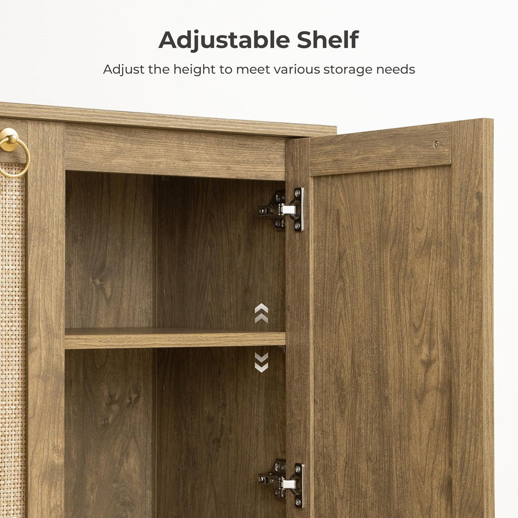 Rattan Sideboard Buffet Cabinet with Open Storage