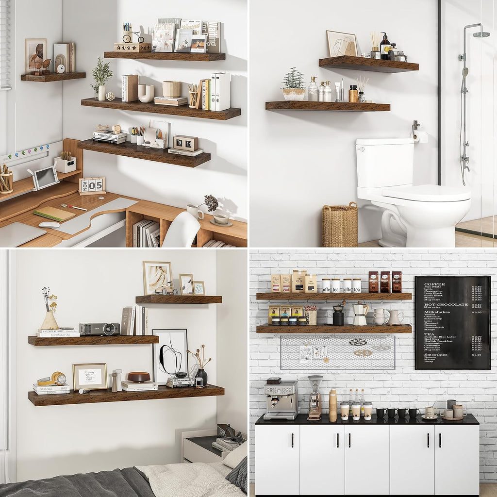 48Inch Floating Shelves for Wall 2 Pack Shelves |Kitchen|Bathroom Wall Mounted Rustic Wood Floating Shelf with