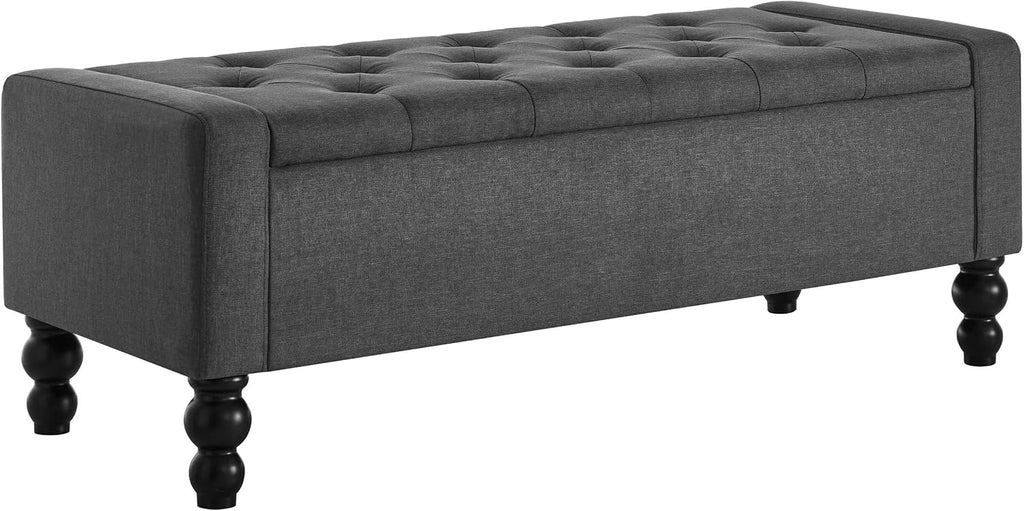 50" W Storage Ottoman Bench with Safety Hinge, Load up to 660 lb Ottoman with Storage, Upholstered Tufted Entryway