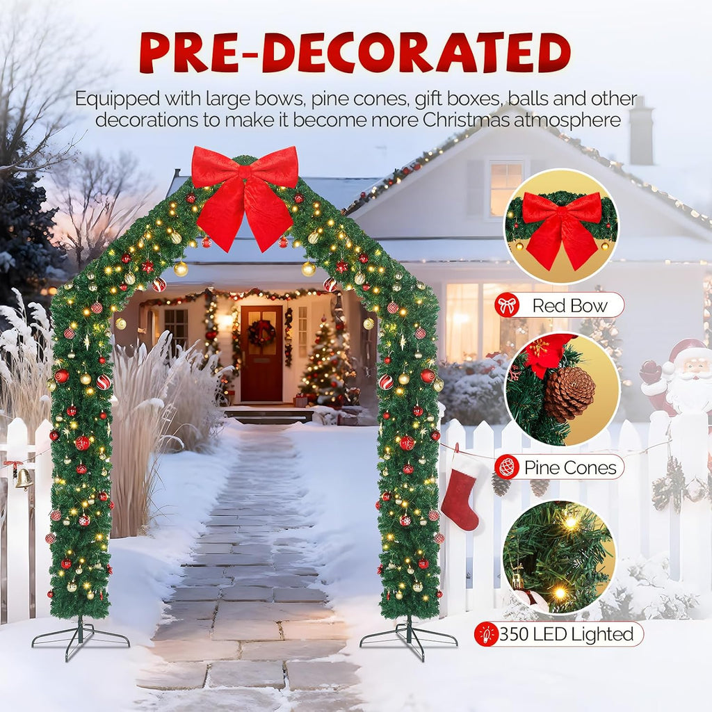 8FT Christmas Archway, Lighted Outdoor Holiday Arch Decoration