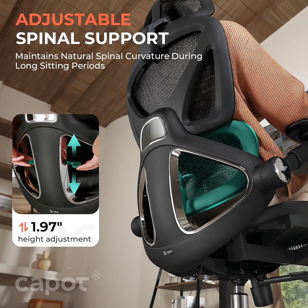 Ergonomic Mesh, Adjustable Lumbar High Back Desk Chair 400lbs, 4D Flip-up Arms, 3-Level Tilt Backrest, 3D Headrest