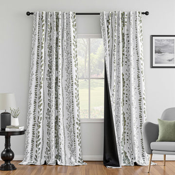 Sage Green Blackout Curtains 84 Inches Long 2 Panels Boho Curtains Thermal Insulated Privacy Protection Rod Pocket