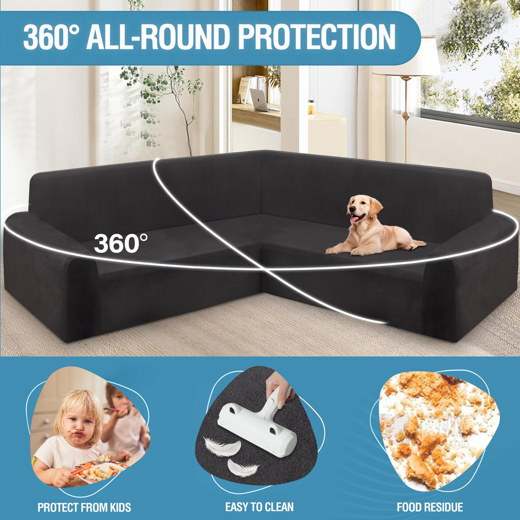 Corner Sectional Couch Covers Velvet Stretch L Shape Sofa Cover Soft Thick Sectional Slipcovers Set U Shaped Living