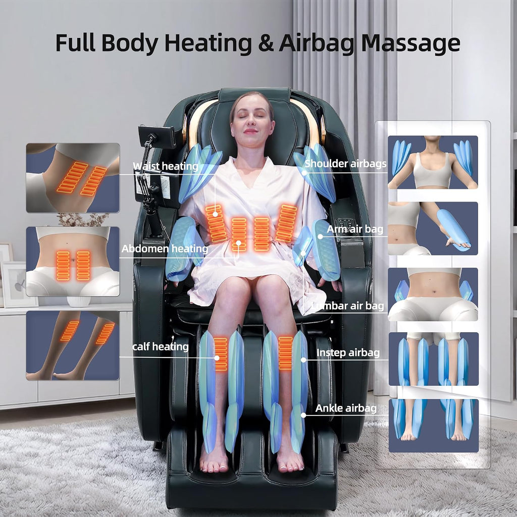 4D Massage Chair Full Body Extended SL-Track Zero Gravity Shiatsu Recliner | 3-Zone Heat,Foot Rollers,Thai