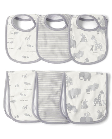Unisex Baby,and Newborn Bib and Burp Cloth Sets,Bunnys Tail 6-Pack,One Size
