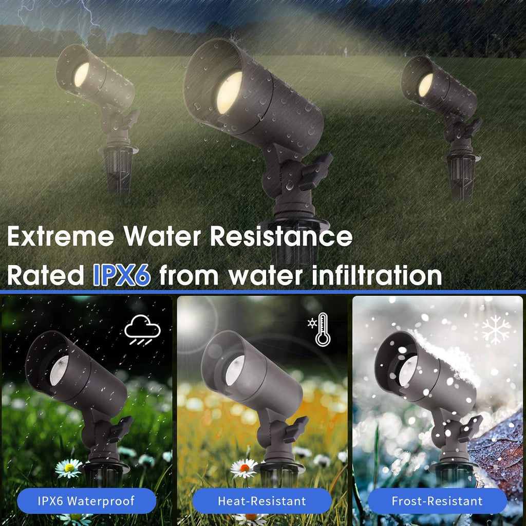 LED Landscape Lights with Connectors, 12V Low Voltage, Warm White 3000k, 4W, 175LM, Outdoor Waterproof Garden Pathway