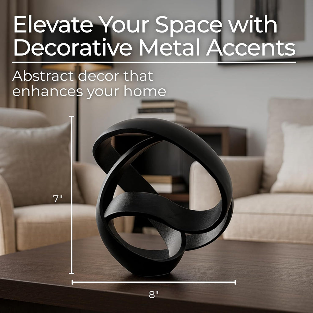 Metal Decorative Object - Minimalist Shelves & Coffee Table Decor - Aluminum Knot Sculpture Modern Home Decor - 8" x