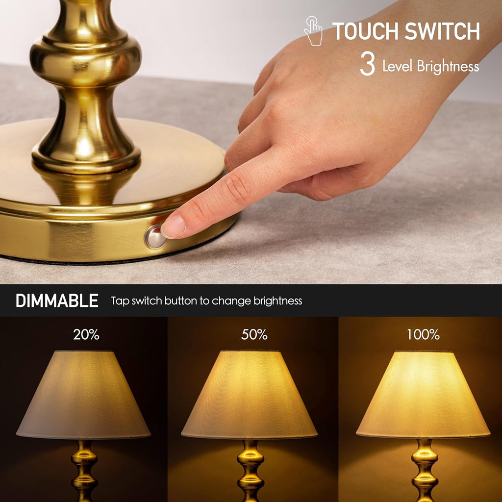 Ember Rechargeable Table Lamp (Antique Brass_Baluster)