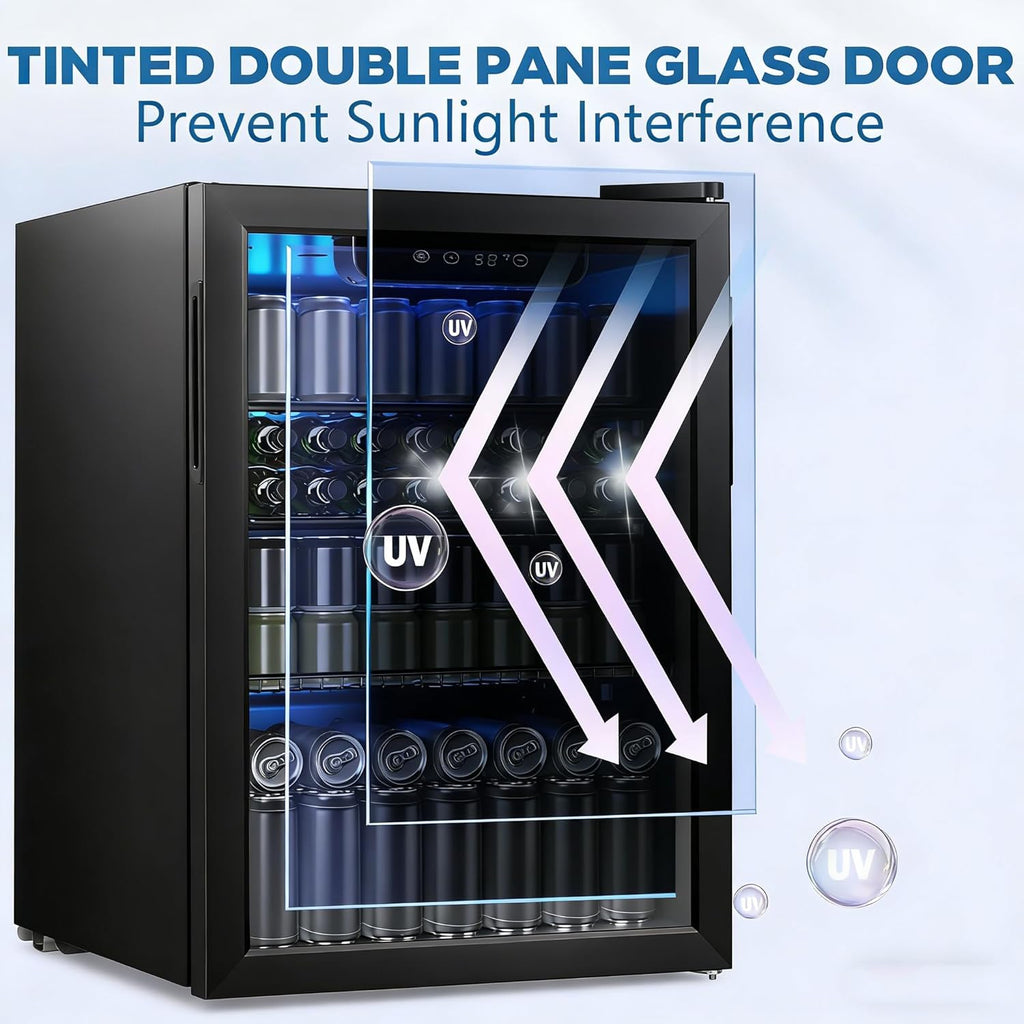 95 Cans Beverage Refrigerator, 26 Bottle Mini Fridge