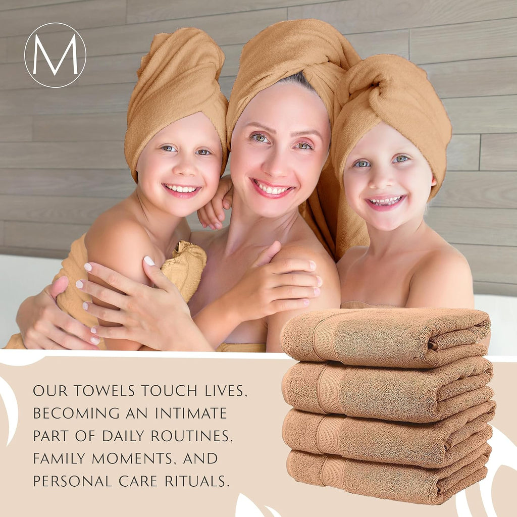 Exquisite 4-Piece Turkish Bath Towel Set: Ultra-Soft, Thick, and Plush Towels for a Premium Hotel Experience in