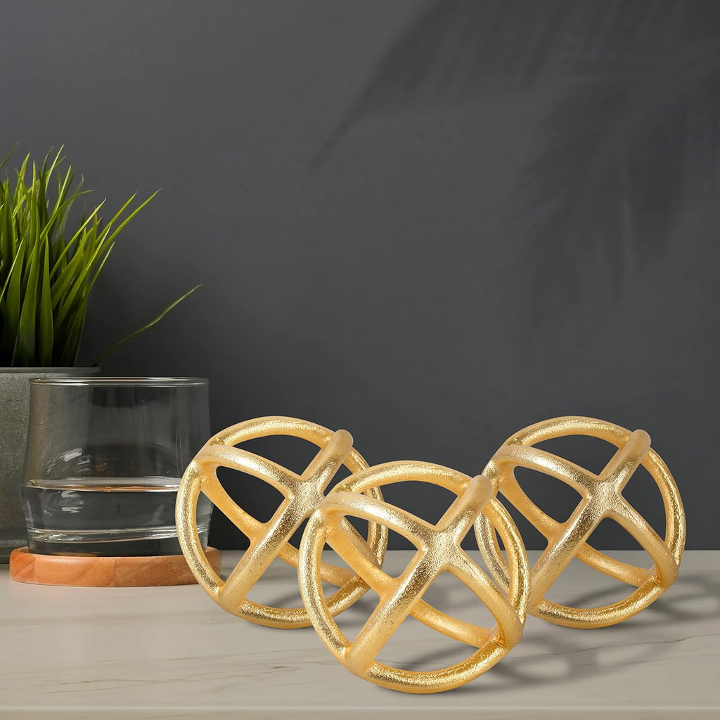 Decorative Sphere Decor - Modern Decorative Balls - Table Decorative Orbs for Centerpiece (Gold)