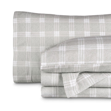 Flannel Sheet Set Prints (Split King, Plaid - Light Grey)