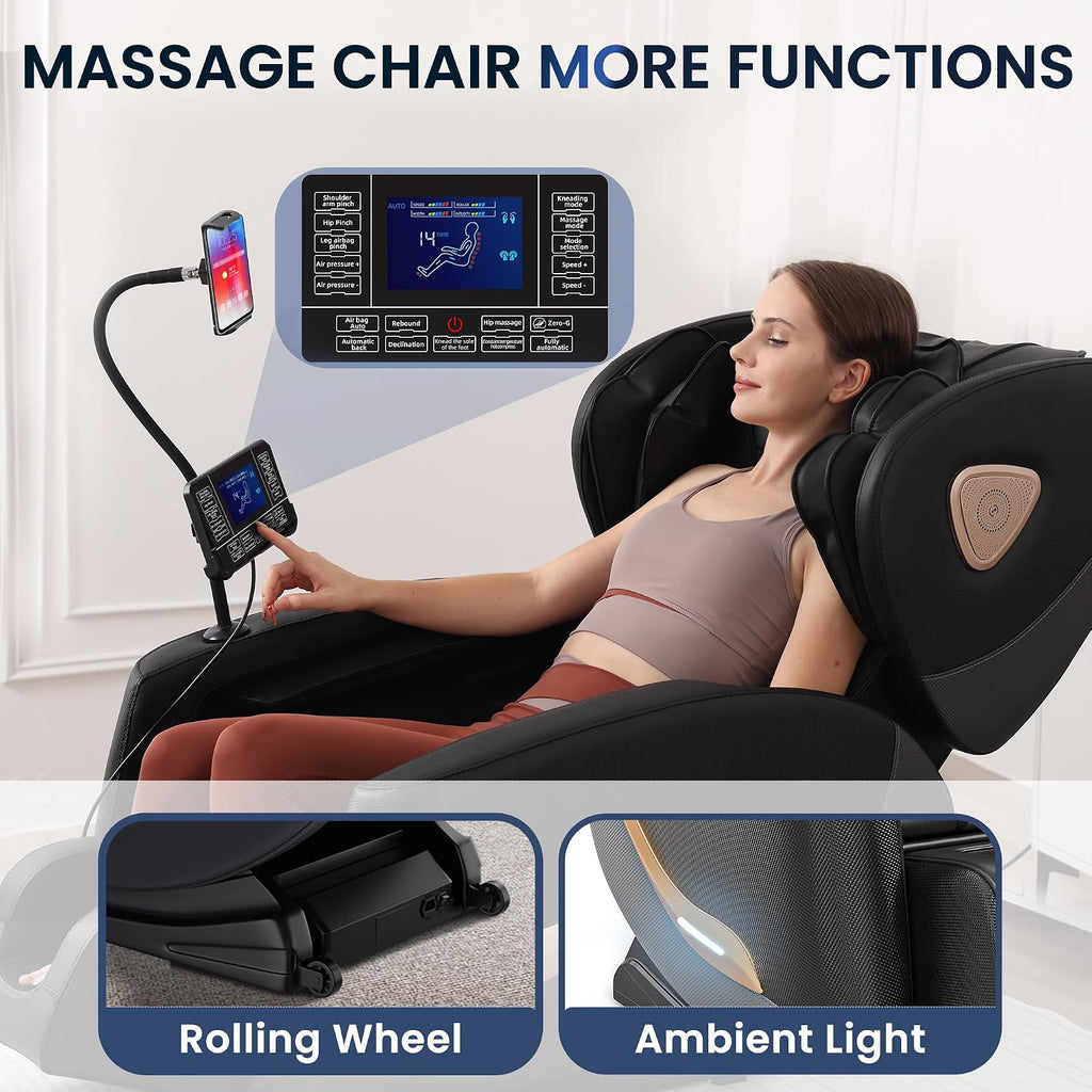 Massage Chair Full Body, Zero Gravity Massage Chair with 10 Fix Rollers, Massage Chairs Recliner with Heating