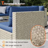 Patio Furniture Set, 7-Piece Outdoor Sectional All-Weather Wicker Patio Conversation Set for Backyard (Navy Blue