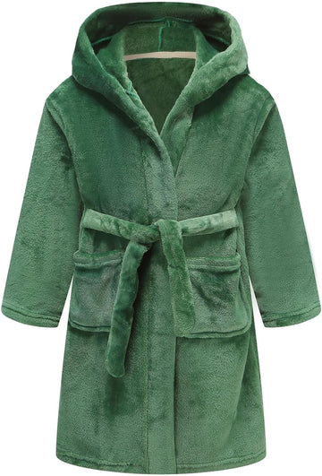 Boys Fleece Robe, Hooded Toddler Soft Fuzzy Bathrobe for Kids