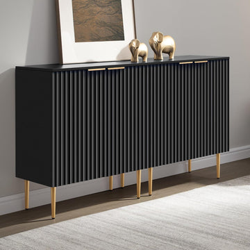 57" Modern Sideboard Buffet Cabinet - Elegant Storage Credenza with 4 Doors & Adjustable Shelf