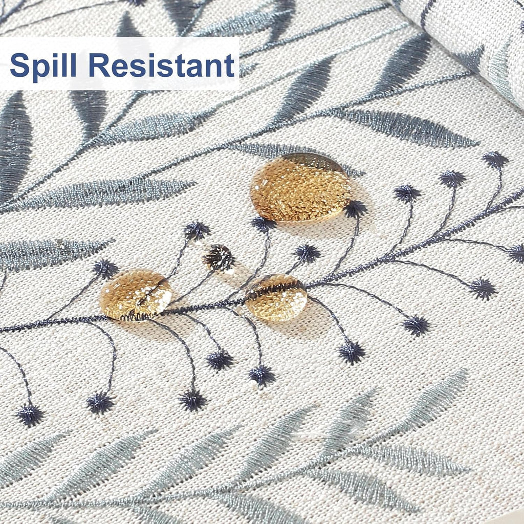 Spring Table Cloth Rectangle Table, Embroidery Heavy Duty Cotton Linen Tablecloth, Farmhouse Rustic Waterproof Wrinkle