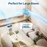 Air Purifier for Large Room, Cleans 2,400 ft² in 30 Mins, 3-Stage True HEPA, 360° Airflow, Large Tou