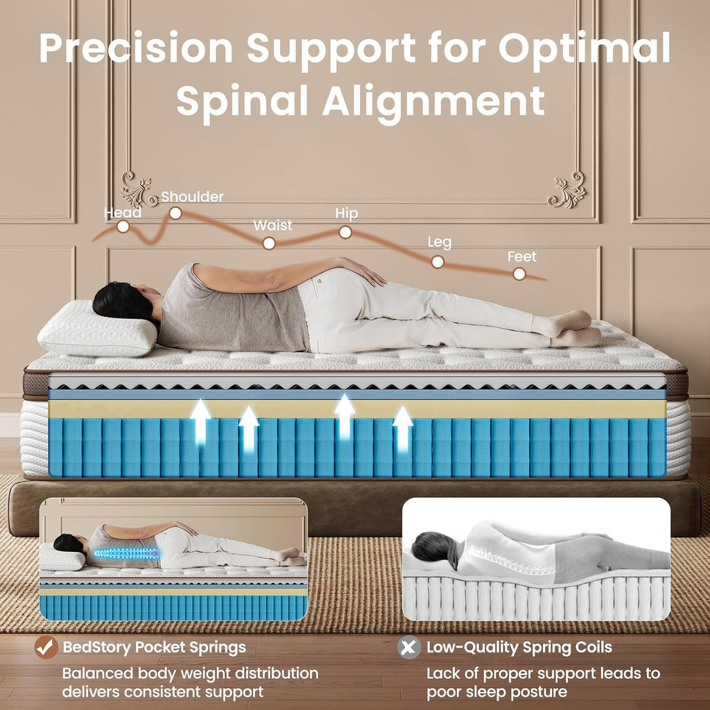 King Size Hybrid Mattress Firm - 14 Inch King Mattress in a Box - Orthopedic Spinal Alignment & Deep Sleep